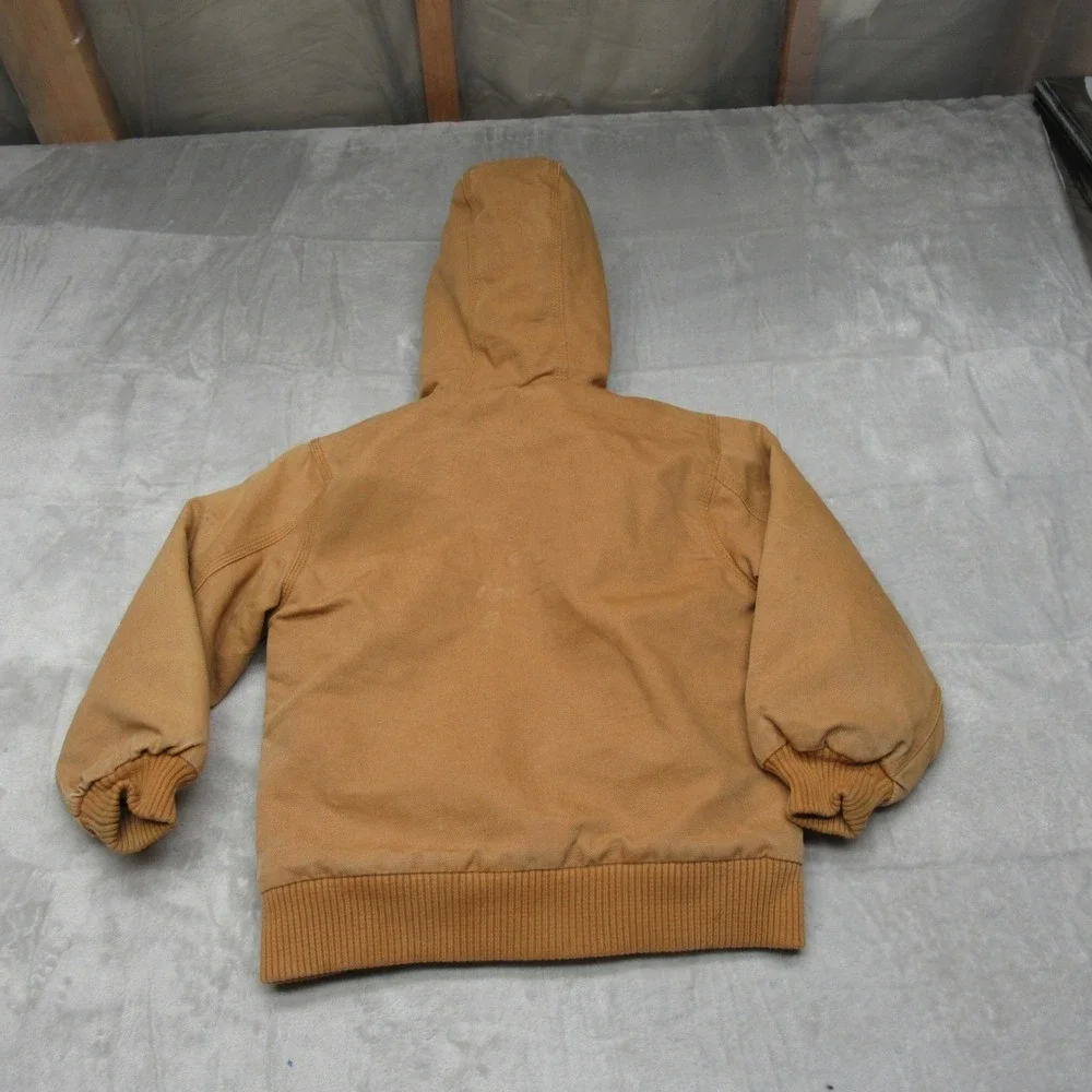 Carhartt Jacket Kids XXS Brown Canvas Hood Insulated Outdoor‎ Winter WARM Canvas